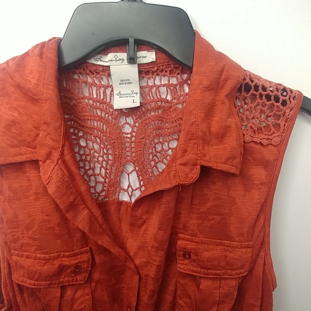 American Rag | Burnt Orange Cropped Button Down